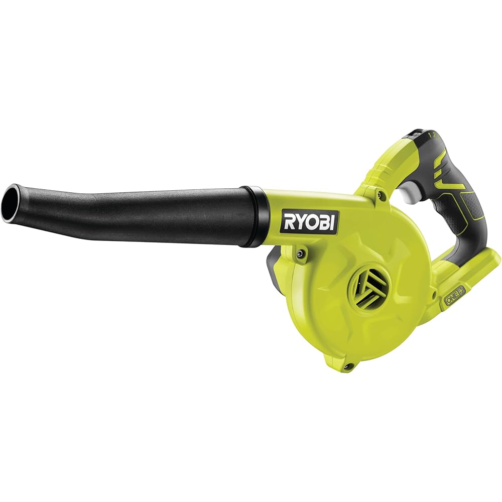 RYOBI - Souffleur Électrique à Batterie 18V One+ - 200km/h Max, 3 Débits - Variateur de Vitesse, Poignée GripZone, sans Batterie - Utilisation Nettoyage Atelier, Petites Surfaces - R18TB-0 : Jardin