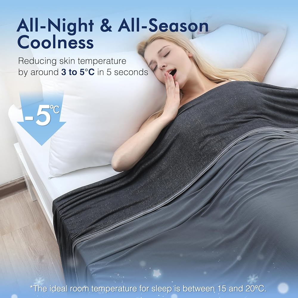 Avoalre Couverture Rafraîchissante en Fibre de Bambou Couverture été Arc-Chill 3.0 Couverture Froide Q-Max 0,5 Anti-acariens Couverture Douce pour Enfants et Adultes Lit Canapé Voyage 200x220cm : Cuisine et Maison