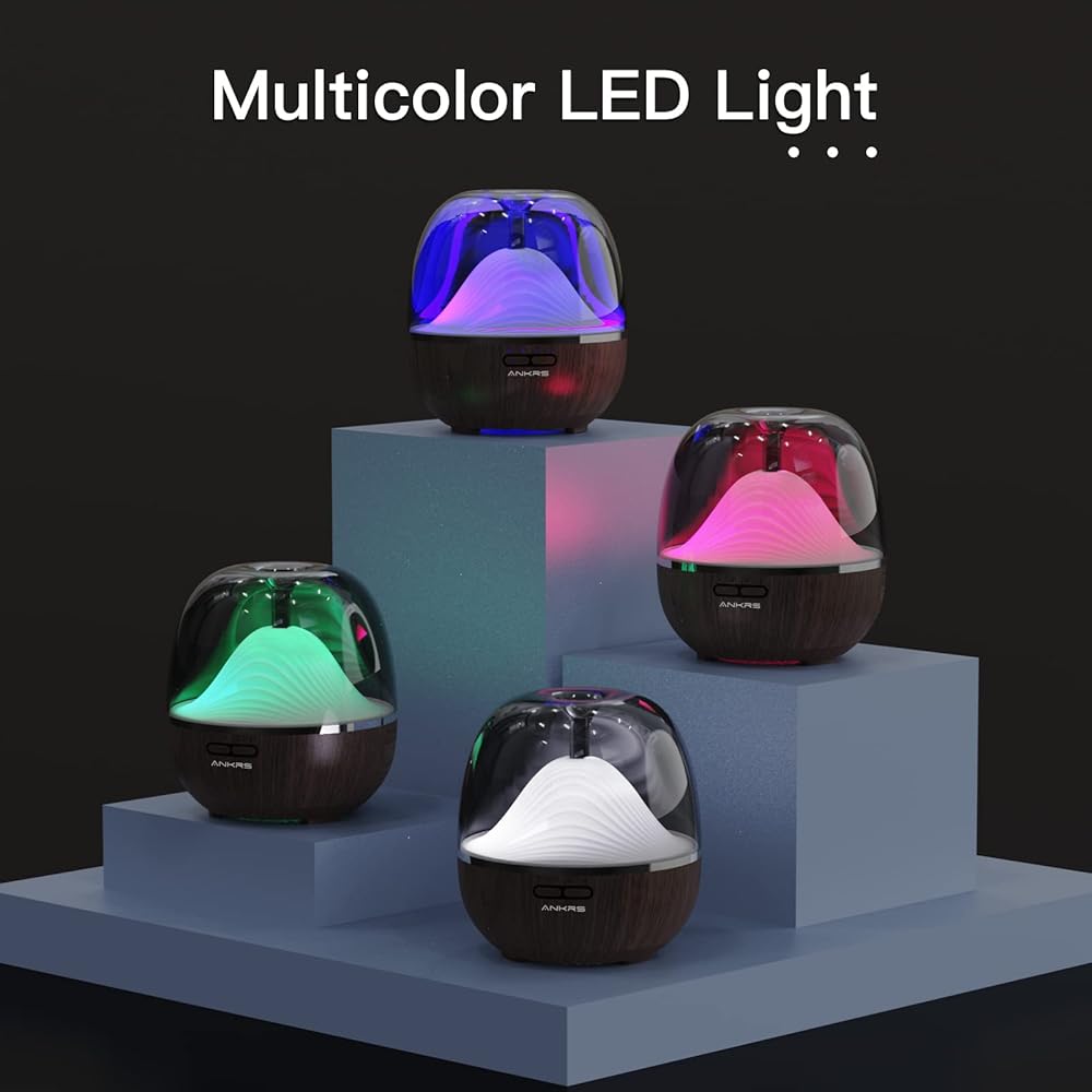 Ankrs Diffuseur d'Huiles Essentielles WiFi, 600ml Humidificateur d'air Compatible avec Alexa/Google Home, Diffuseur Électrique Connecté avec RGB Colorées, Timer et Contrôle à Distance sur l’APP : Hygiène et Santé