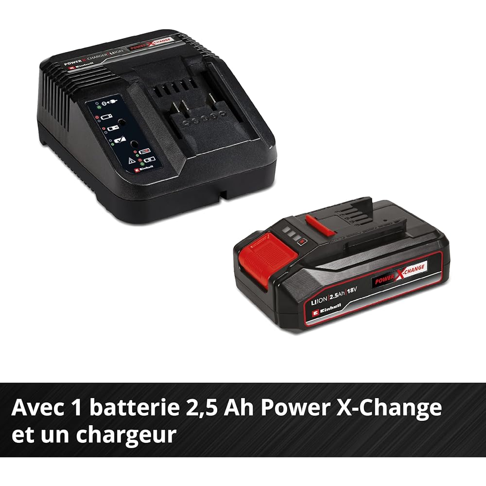 Einhell Cisaille à gazon taille-buissons sans fil GE-CG 18/100 Li T Kit Power X-Change (18 V, manche télescopique, acc. coupe-herbe 100 mm, acc. taille-buissons 200 mm, avec batterie 2,5 Ah +chargeur) : Jardin