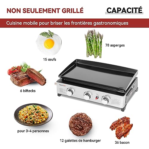 Royal Gourmet Plancha gaz 3 brûleurs, 7.5kW