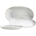 MÄSER Série Frozen Lot de 3 plateaux de service en céramique en 3 tailles, look vintage moderne, glaçage moucheté de couleur, grès, blanc, petit : Cuisine et Maison
