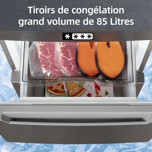 CHiQ Réfrigérateur congélateur combiné 356L, inox