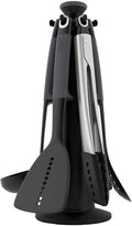 Joseph Joseph Elevate Lot de 6 Ustensiles et Pinces de cuisine en Nylon, Antiadhésif et Résistant à la chaleur jusqu'à 200 ℃ avec Porte-Ustensiles Rotatif, Inox/Noir : CD et Vinyles