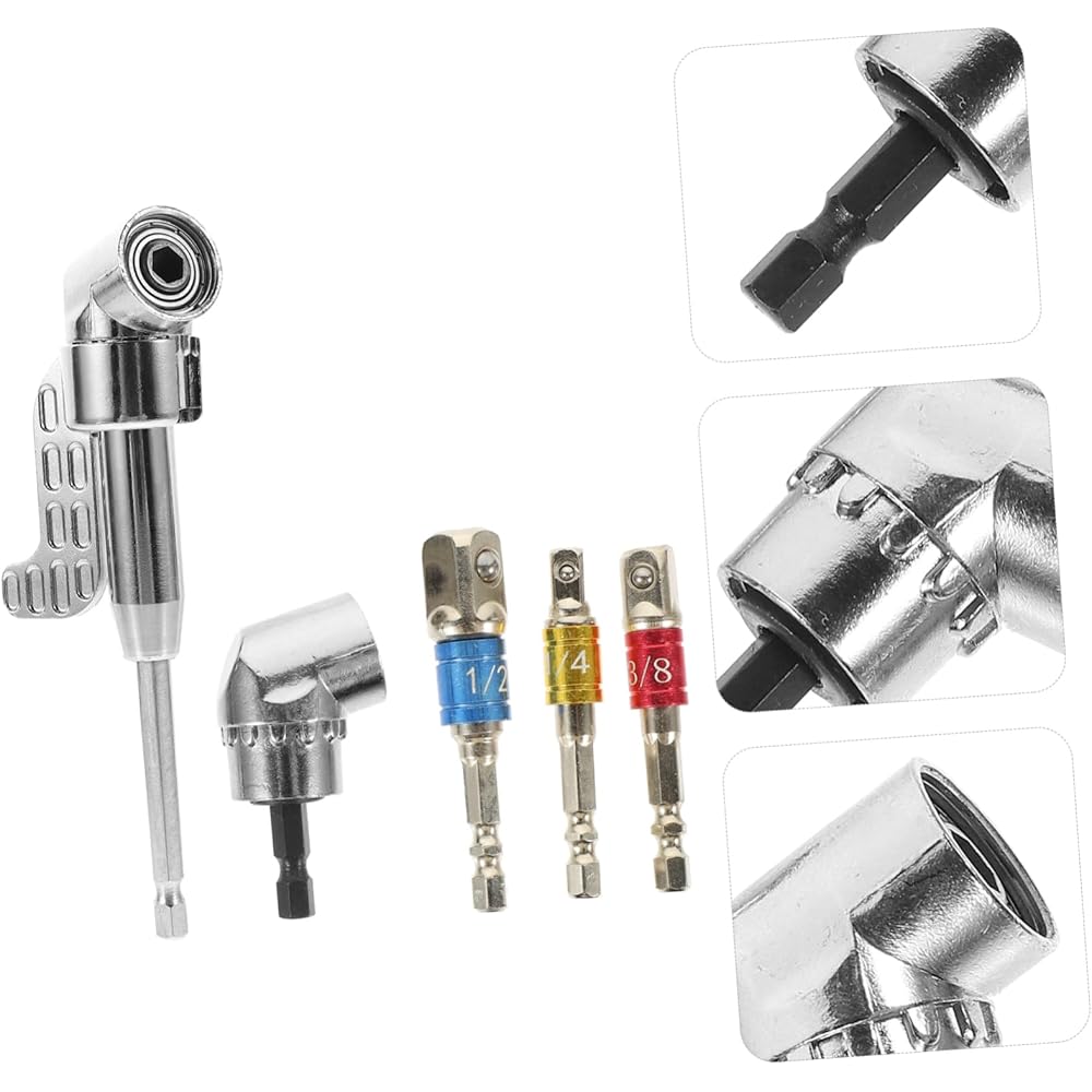 Angoily 4 Ensembles tournevis d'angle anti rouille Adaptateur de douille d'angle Embout de perceuse à angle droit adaptateur pour clé à chocs assortiment de forets acier : Bricolage