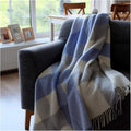 Linen & Cotton Couverture Chaude et Douce à Carreaux Devon avec Franges - 100% Pure Laine de Nouvelle-Zélande, Gris Bleu Blanc (140x 200 cm) Plaid Hiver Noel Femme Homme, Couvre-Lit, Jete de Canape : Cuisine et Maison