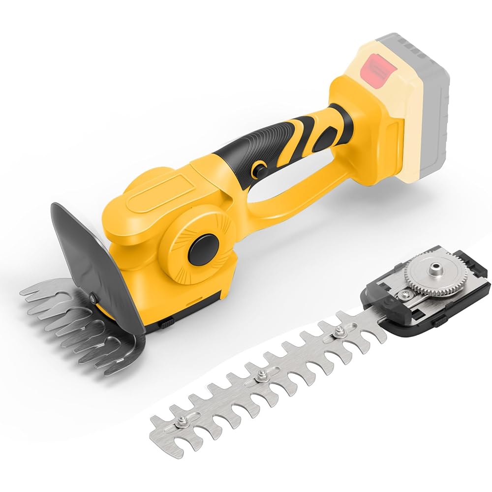 Taille-haie et cisaille à Gazon sans Fil 2 en 1, Cisaille à arbustes 60° réglable Compatible avec Dewalt 20V Batterie, Cisaille haie avec 2 Lames pour Tailler Les arbustes et l'herbe (sans Batterie) : Jardin