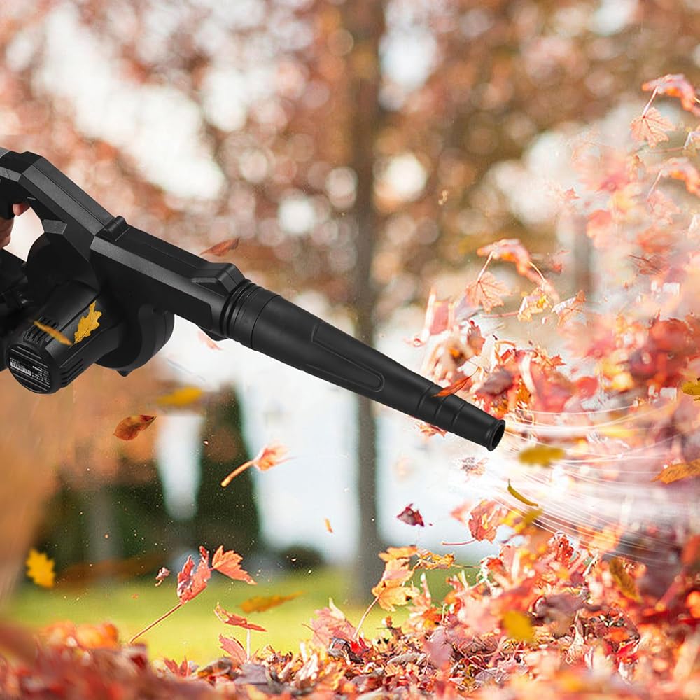 Karlak Souffleur à feuilles sans fil 21 V 4,0 A Lithium 2 en 1 Balayeuse et aspirateur souffleur d'air électrique d'ordinateur Kit d'outils électriques de jardin avec tuyau d'aspiration : Jardin