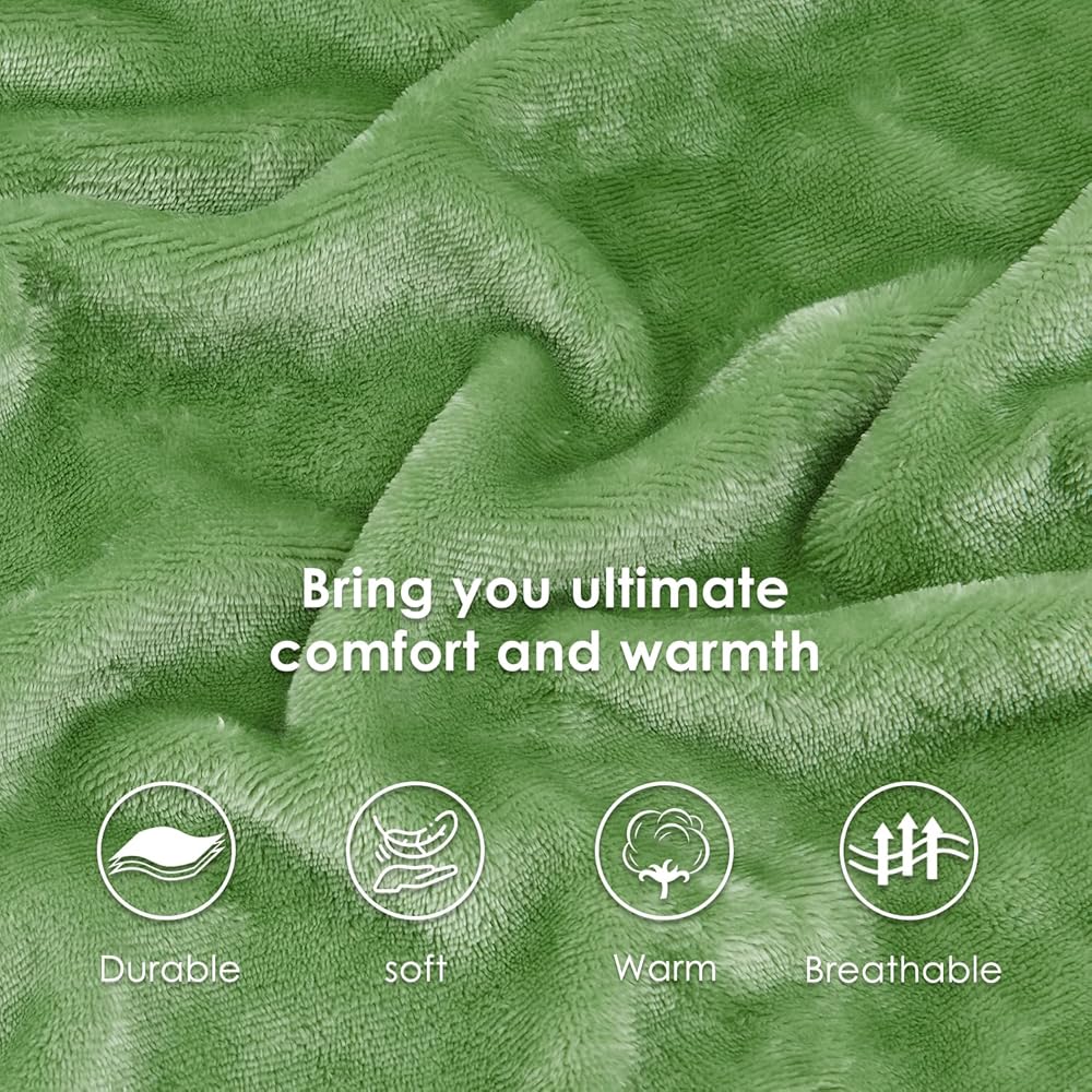 SOCHOW Sherpa Plaid Couverture Polaire Vert Sauge 220 x 240 cm, Couverture Double Face Super Douce Luxurieuse Couverture en Peluche : Cuisine et Maison