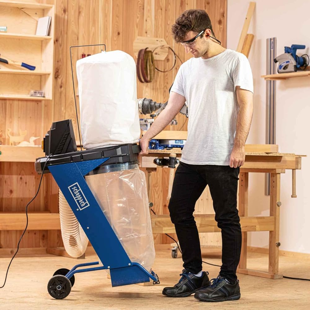 Scheppach DC500 Aspirateur à copeaux 550 W sac collecteur 75 L débit d'air 1150 m³/h tuyau 2 m