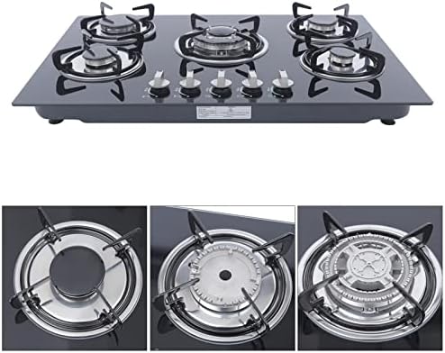 Biniliubi Table de cuisson gaz 5 feux vitrocéramique