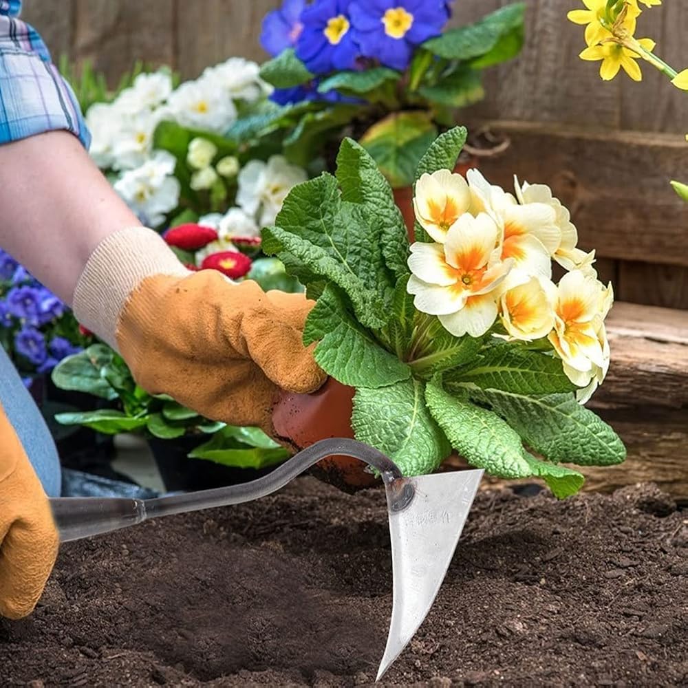 Triangle Hack Garden Edger Japonais Jardinage Désherbeur Triangle Lame Hachoir Durable Outil à Main Plantation Hachoir Manuel Outil de Désherbage Vivant Outil de jardinage Excavatrice de fer pointue : Jardin