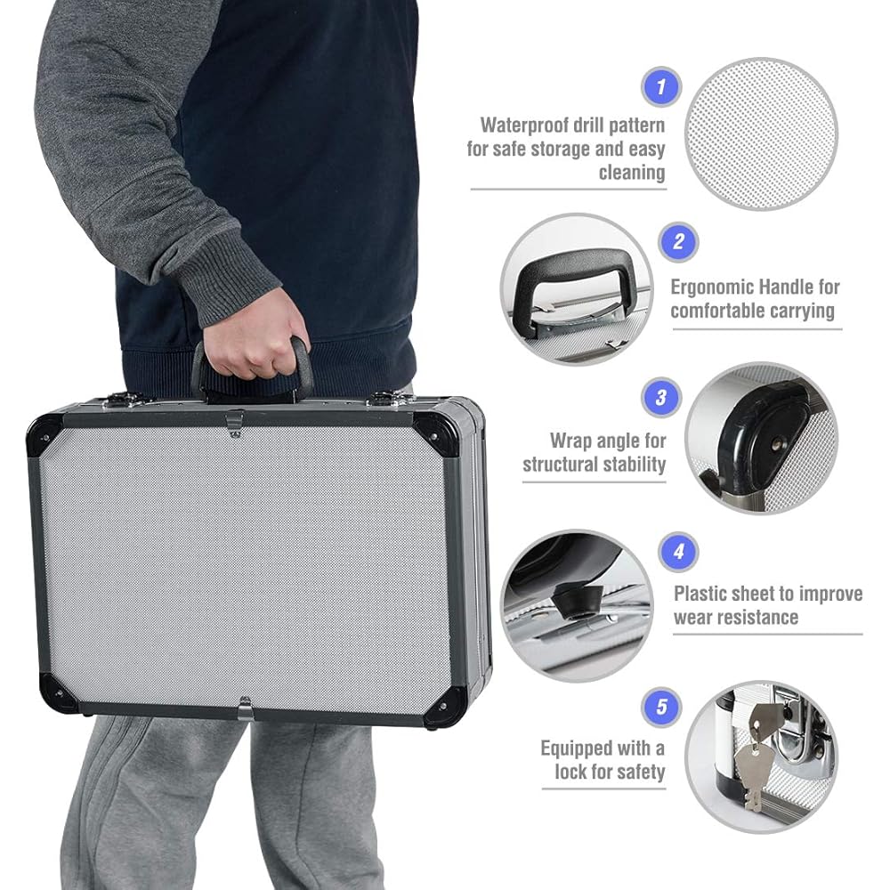 WORKPRO Caisse à Outils Complete Professionnelle avec Mallette en Aluminium, Boite à Outils Complete pour Réparation Dommestique ou de Travail 119 Pièces : Bricolage