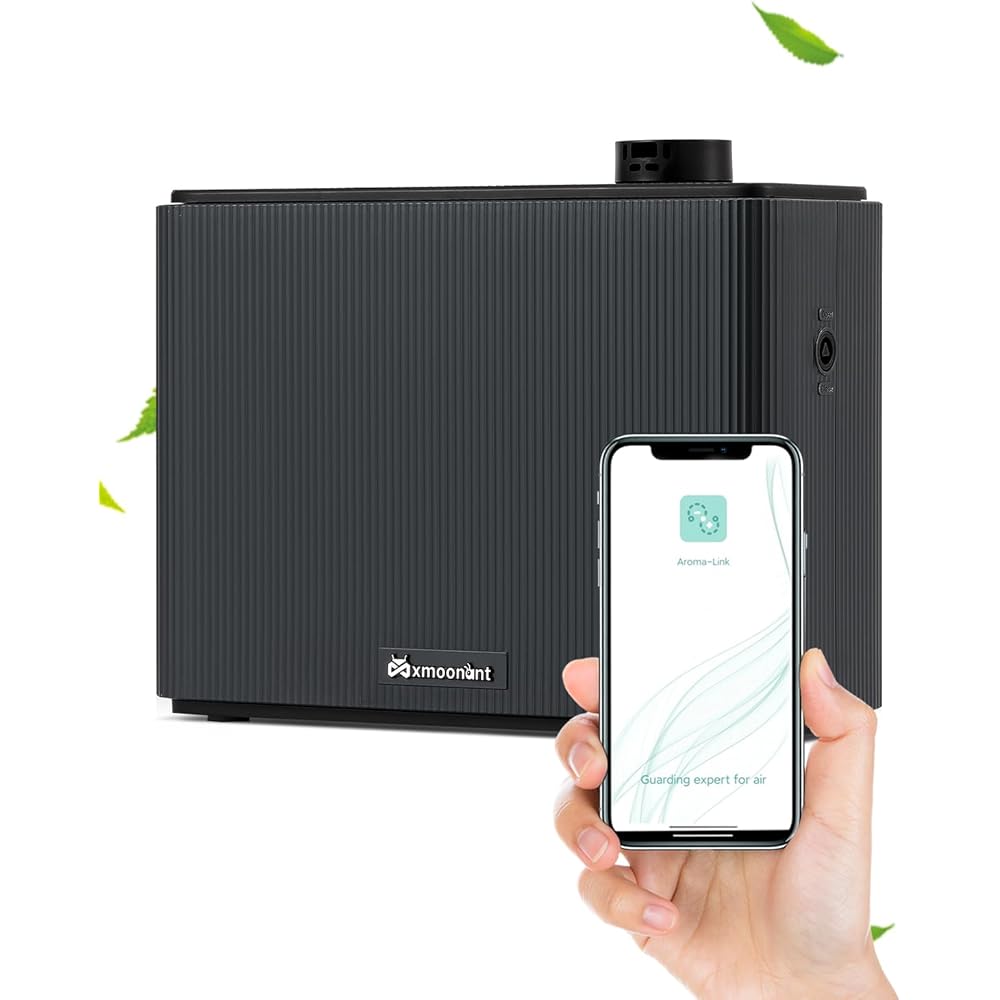 Mxmoonant Electrique Diffuseur d'Huiles Essentielles sans Eau, Mural, Couvrant 4000m³, 1000ml Bouteille d'huile, Contrôle d'Application&Timer, Commerce, pour Bureau, Magasin, Hotel : Hygiène et Santé
