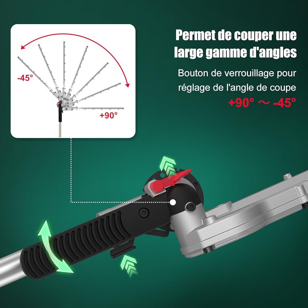 HYCHIKA Taille-haies télescopique 900 W portée 60 à 90 cm poignée pivotante