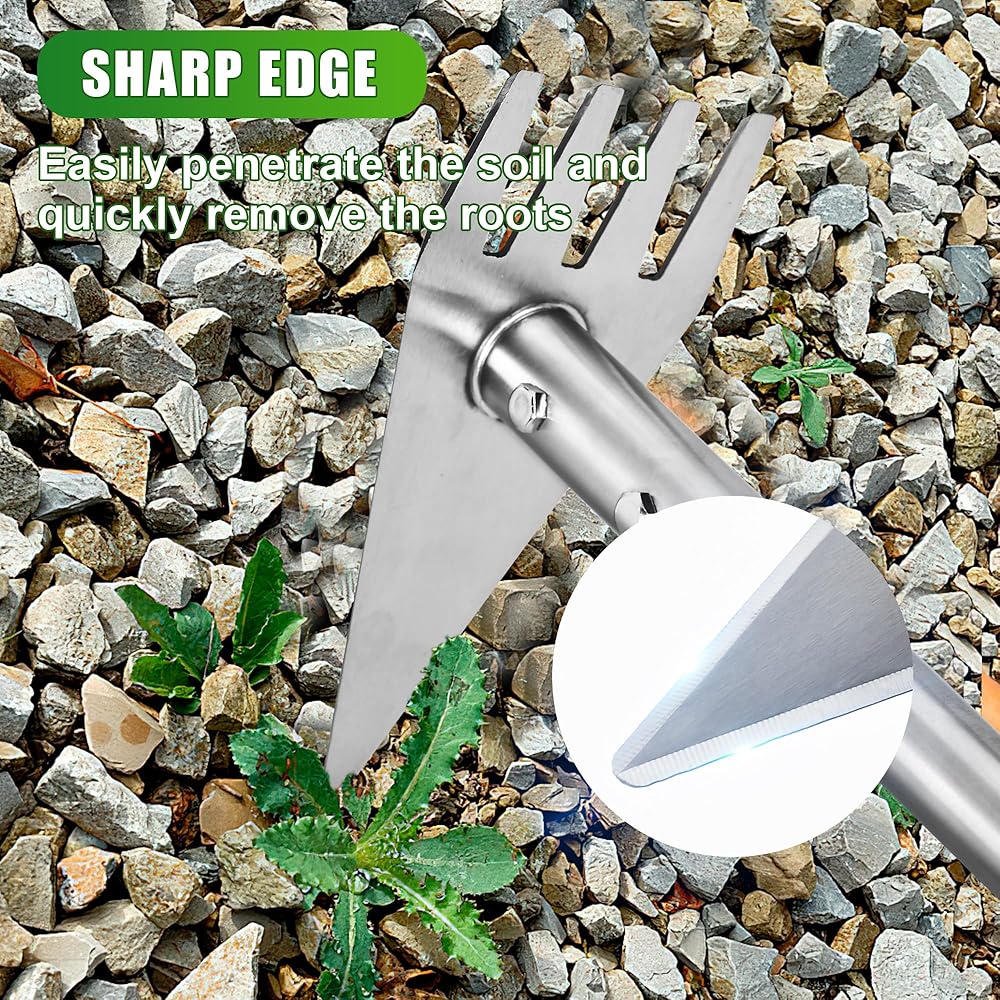 BARAYSTUS Binette à double tête - 74,9 - 146,6 cm - Manche long réglable - Outil de jardinage en acier inoxydable - Pour jardinage, plantation, désherbage, creusage, ameublissement du sol : Jardin