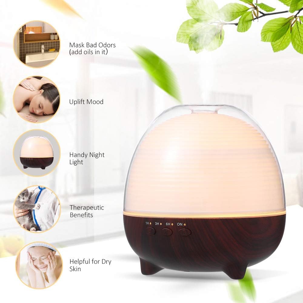 MYYINGELE Portable Diffuseur d'Huiles Essentielles 600ml Humidificateur d'air Portable Ultrasonique Aromathérapie Diffuseur de Parfum Brume Fraîche avec 7 Couleurs Changeantes pour Bureau, D : Hygiène et Santé