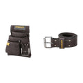 Stanley STST1-80114 Porte-outils, Jaune/noir + Stanley STST1-80119 Ceinture en Cuir, Noir : Bricolage