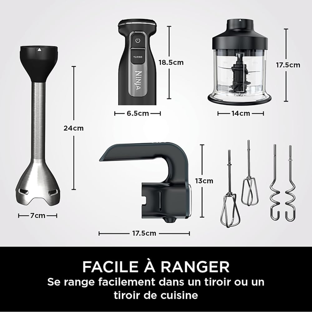 Ninja Foodi Mixeur et Hachoir à Main 3-en-1 850W