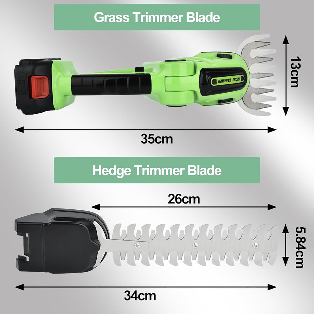 Taille Haie Electrique,Taille Haie sur Batterie 2 en 1 Batterie Taille Haies avec Batterie et Chargeur, 2 pcs 1500 mAh Taille-haie Tondeuse à Gazon, Sécateur Electrique sans Fil : Jardin