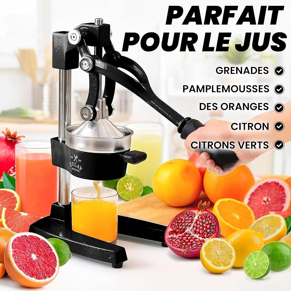 Zulay Kitchen citrus juicer professional - manuel presse-agrumes et orange squeezer - métal citron squeezer - qualité haut de gamme manuel heavy duty juicer orange et citron vert squeezer presse sup : Cuisine et Maison