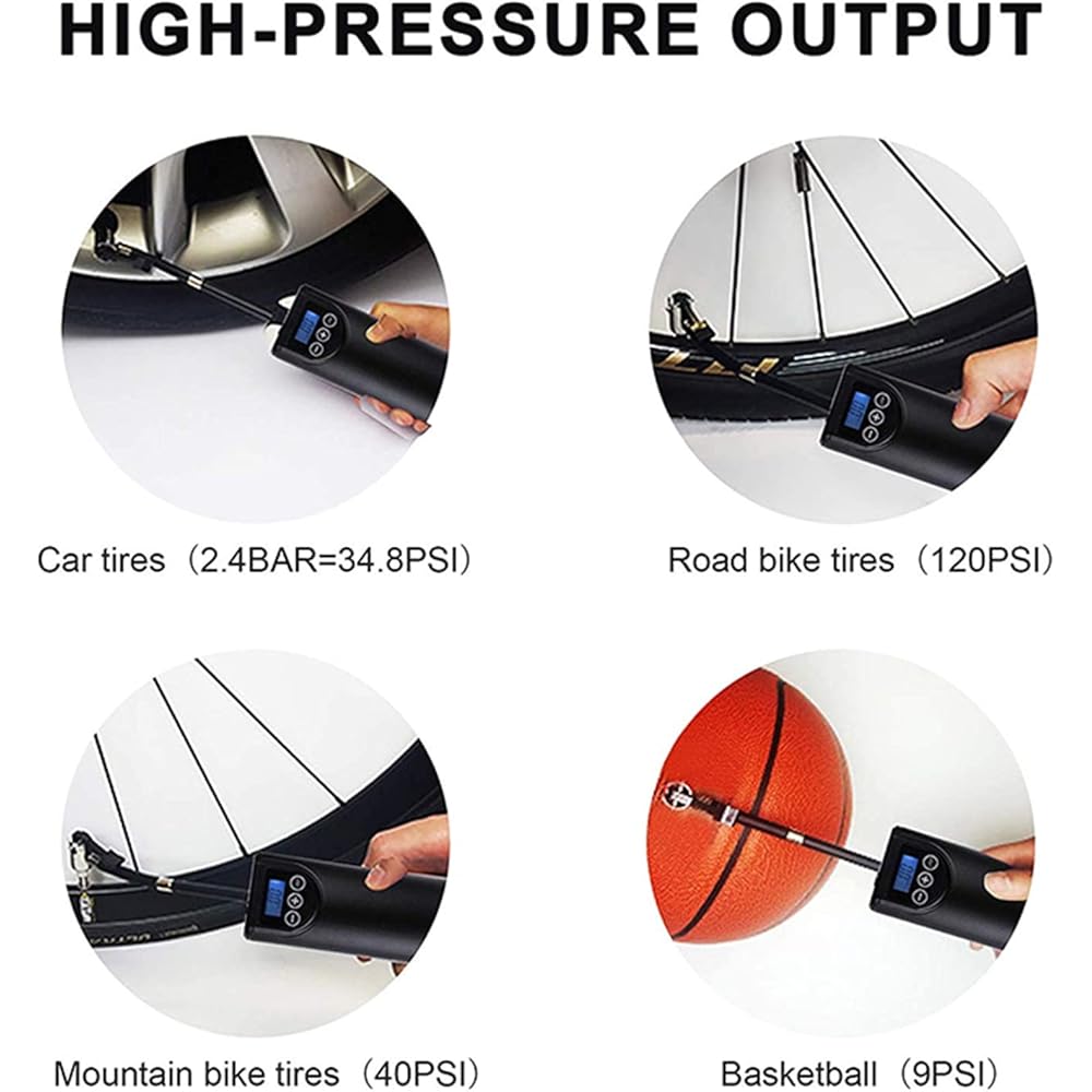 Boyuan Compresseur d'air Portable, Gonfleur de Pneu 2000 mAh, Pompe à vélo sans Fil 150 PSI pour Voiture, Moto, vélo, Balle, Tours de Natation ou décoration Gonflable de fête : Auto et Moto
