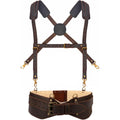 Tourbon Ceinture à outils en cuir véritable avec bretelles robustes pour électricien, charpentier : Bricolage