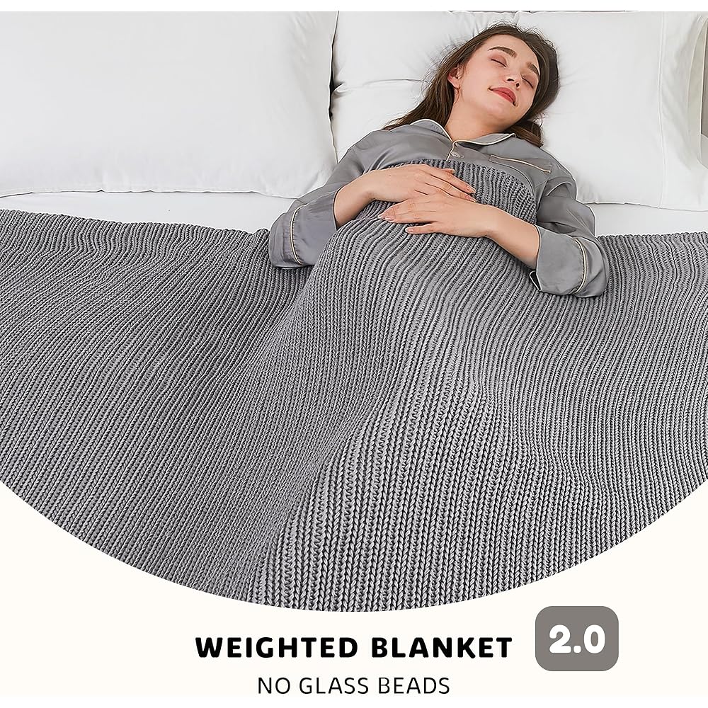 L'AGRATY Couverture lestée en Tricot – 152,4 x 203,2 cm, 6,8 kg – Couverture Lourde rafraîchissante en Tricot épais pour Adultes – Couverture décorative en Tricot torsadé épais sans Perles – Lestée : Cuisine et Maison