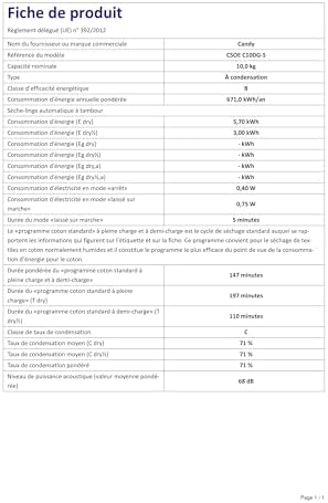 Candy Sèche-linge condensation 10kg, CSOEC10DGS