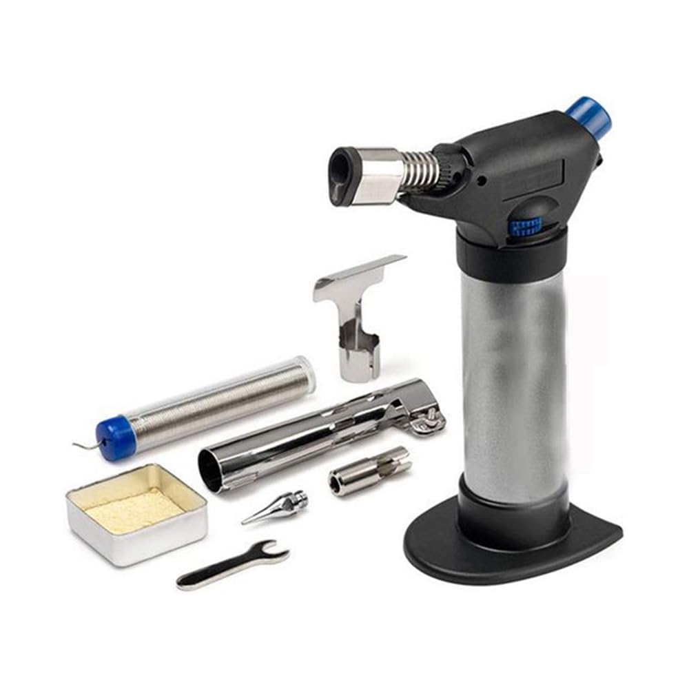 Gmjay Flamme Réglable de Briquet de Butane de Cuisine de Chalumeau avec La Serrure de Sécurité Appropriée Au Soudage/Dissolution/Cuisson/Extérieur : Cuisine et Maison