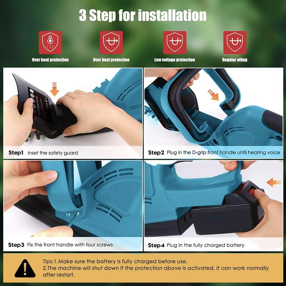 Taille Haies électrique, Taille Haie Batterie 21V, 20 Pouces Taille Haie sans Fil avec Batterie et Chargeur, Espacement Dentaire De 15 Mm,Taille Haie pour Jardin, Pelouse, Arbustes,Gazon (2 Batteries) : Jardin