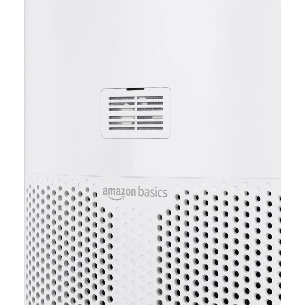 Amazon Basics - Purificateur d'air, Couvre 48 m², Filtre True HEPA, Élimine 99,97 % des allergènes (poussière, fumée, pollen), Capteur intelligent de la qualité de l'air, Prise européenne, Blanc : Cuisine et Maison