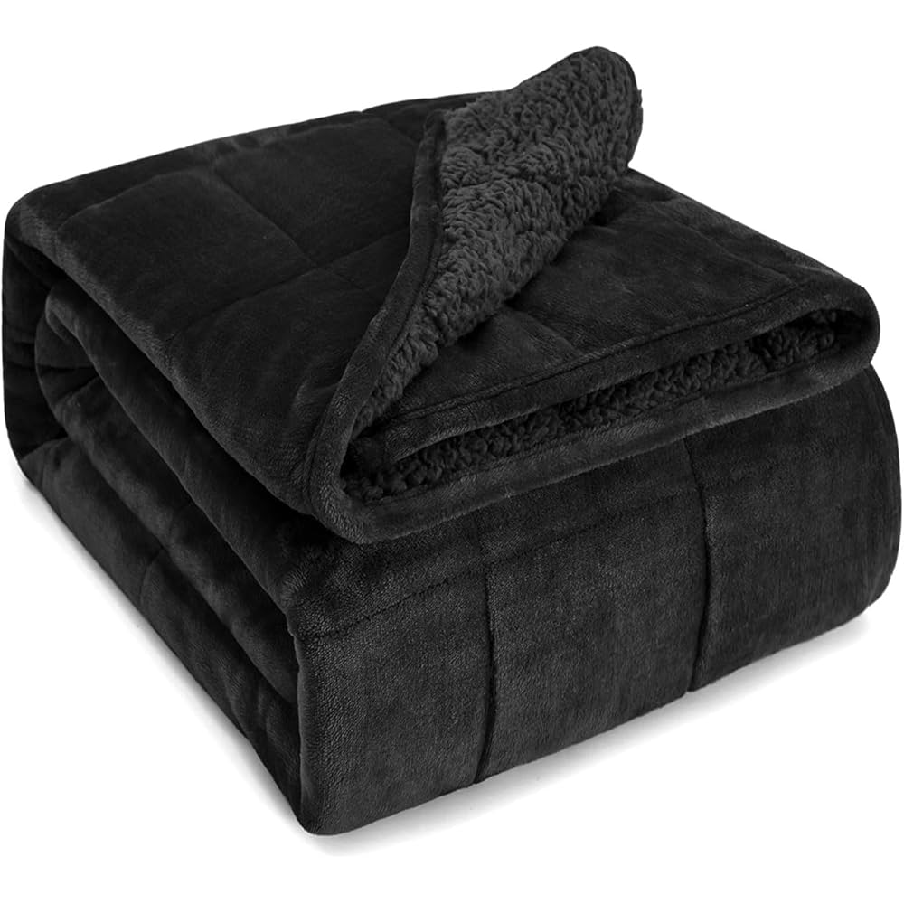 Sivio Couverture lestée pour Adulte - 7 kg - Couverture Lourde en Flanelle Douce réversible - Couverture lestée Extra Chaude et Confortable - 150 x 200 cm - Double Face - Noir : Cuisine et Maison
