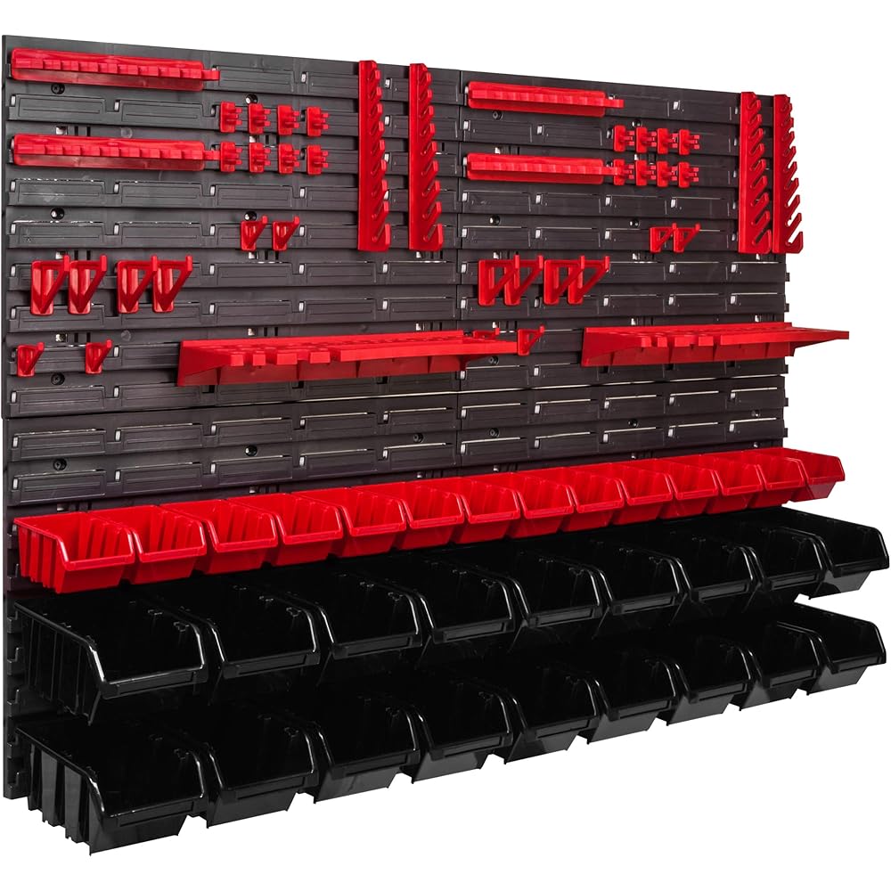 ITBNN600x4-U2020-MIX16 32 Étagère murale, 1152 x 780 mm, système de stockage avec supports à outils, boîtes empilables, de rangement, panneau mural extra solide, rayonnage extensible : Bricolage