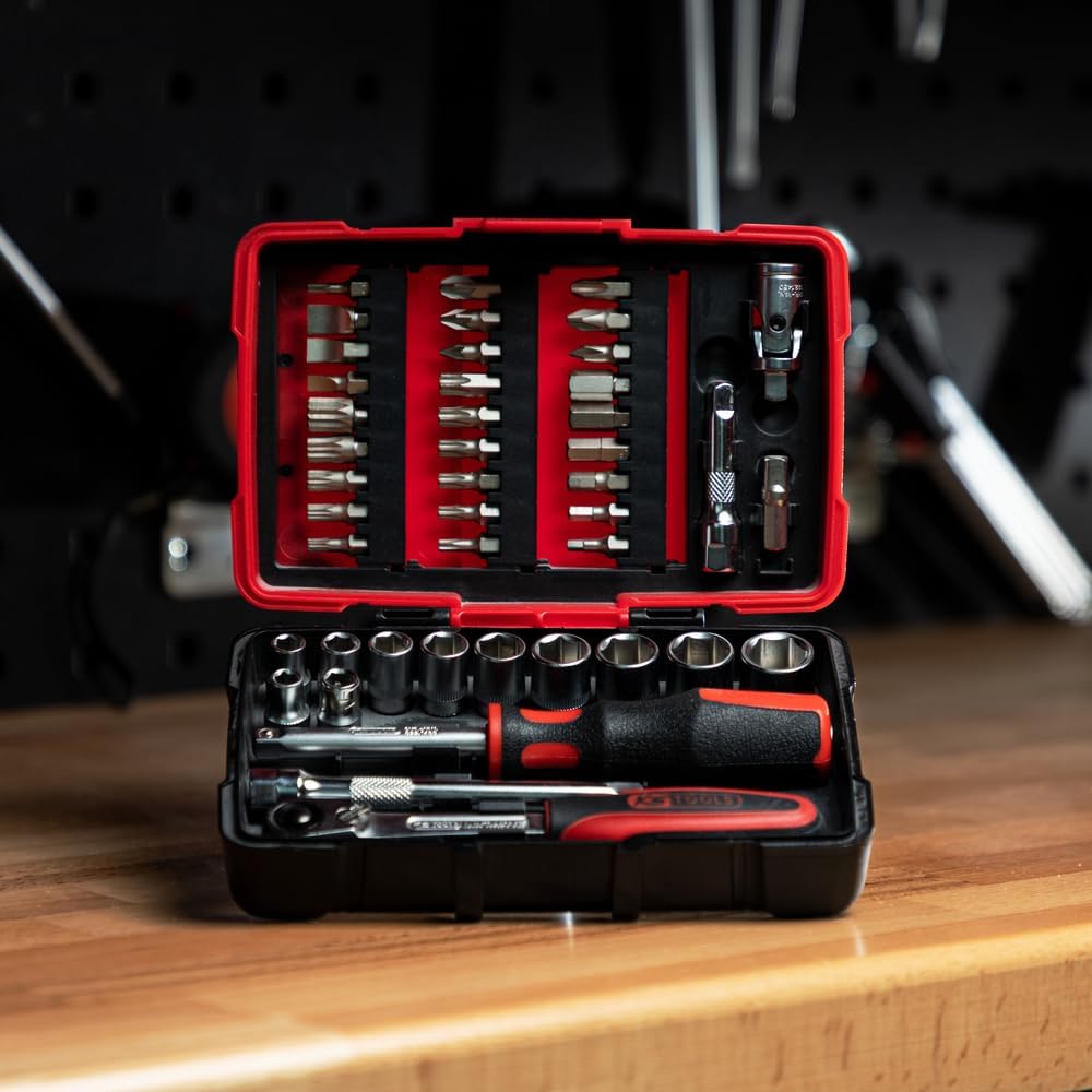 KS Tools - 922.0644 - Coffret de douilles et accessoires - Caisse a outil 1/4" - malette outils 44 pièces : Bricolage