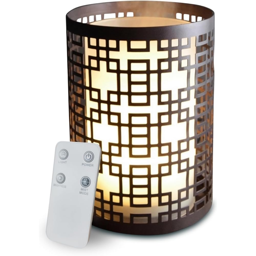 Zen’Arôme Diffuseur d’Huile Essentielle Vela – Diffuseur Ultrasonique Aromathérapie à Froid - Diffuseur Électrique Parfum Maison avec Télécommande - Éclairage LED Effet Bougie – en Métal et Verre : Hygiène et Santé