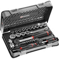 FACOM - Coffret Cliquet Mixte - RS.161-1PB - Coffret Outils Complet - 27 Pièces dont 1 Cliquet, 9 Douilles 1/4" + 1/2", 2 Rallonges - Haute Performance - Plateau Thermoformé et Robuste : Bricolage