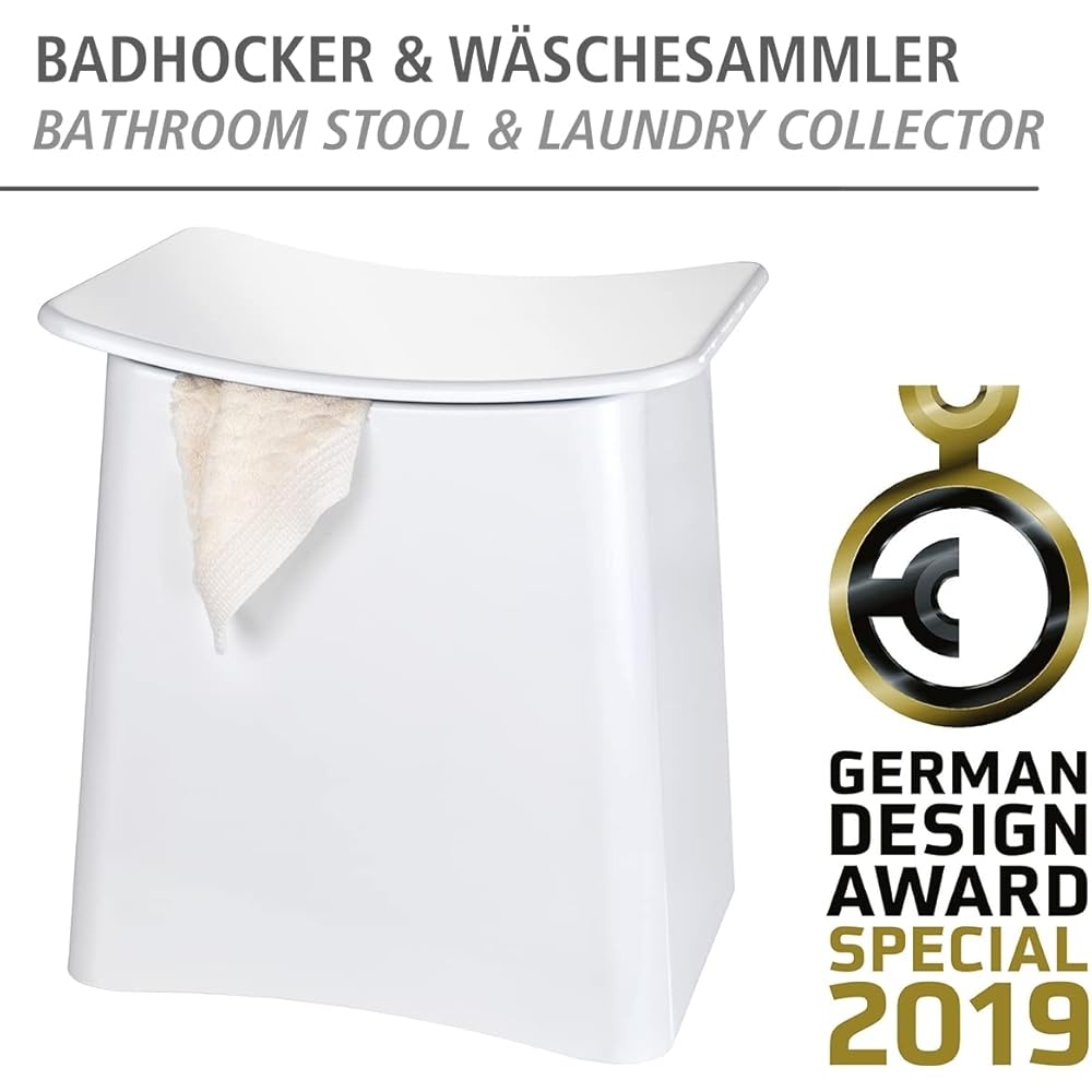 WENKO Tabouret de Salle de Bain Panier à Linge 33L Blanc