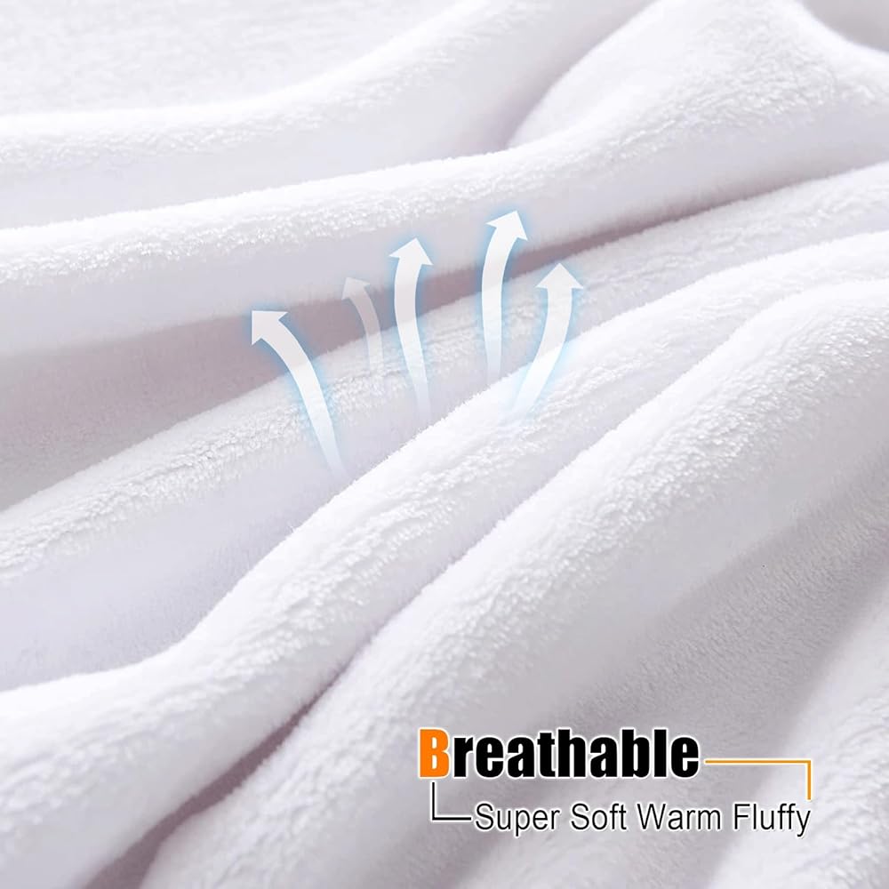 GAIFNAG Couverture Plaid Polaire, Couverture Portable 200 x 400 cm Flanelle Doux et Chaud, Lavable et Parfaite Jete de Canape Grande Taille pour Le Lit, Le Canapé, Le Sofa, Lit et Salon, Blanc : Cuisine et Maison