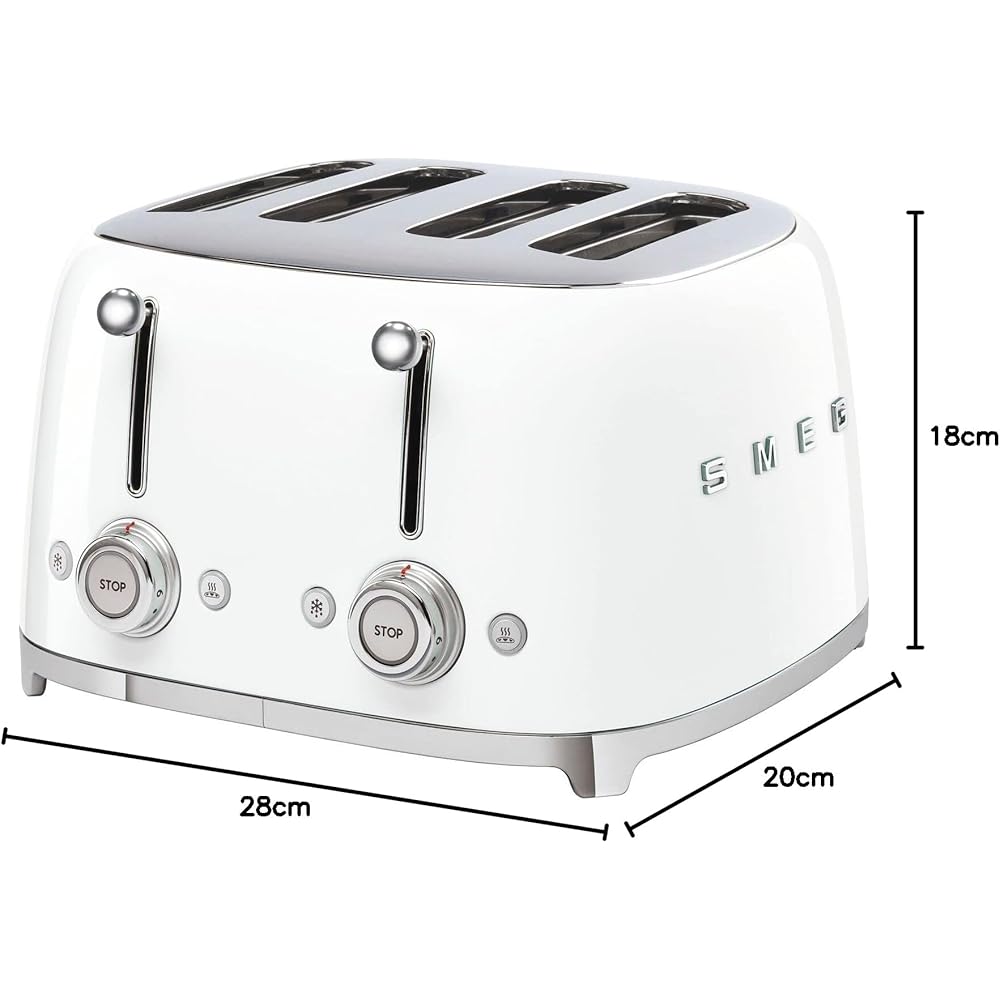 Smeg Grille-pain 4 Tranches TSF03WHEU Blanc