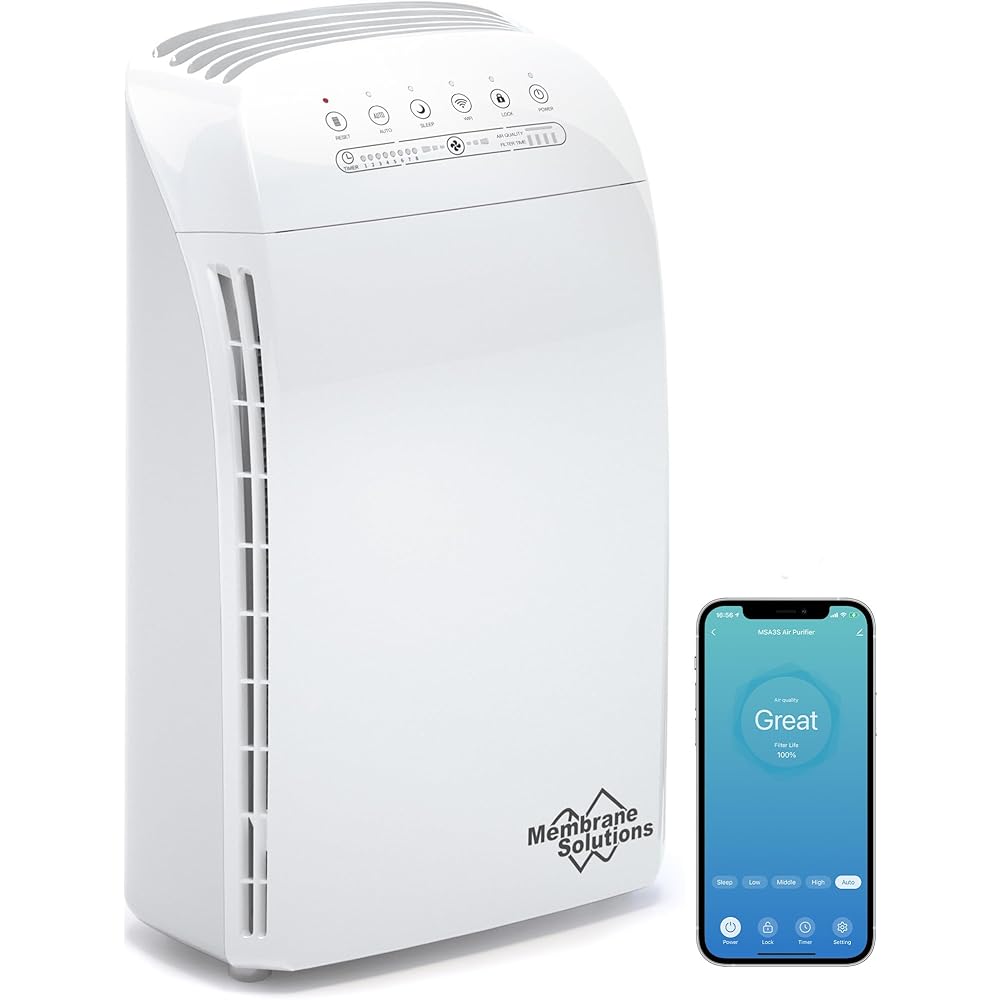 MSA3S Purificateur d'air intelligent pour la maison, la grande pièce et la chambre à coucher avec véritable filtre HEPA, 100% sans ozone pour fumeurs, animaux domestiques et allergies : Cuisine et Maison