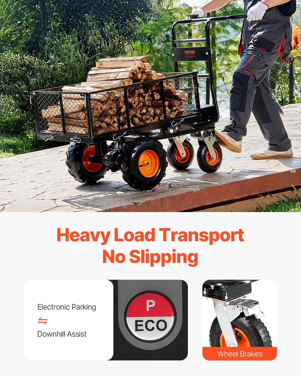 VEVOR Chariot utilitaire électrique 36 V batterie 432 Wh capacité de charge 300 kg