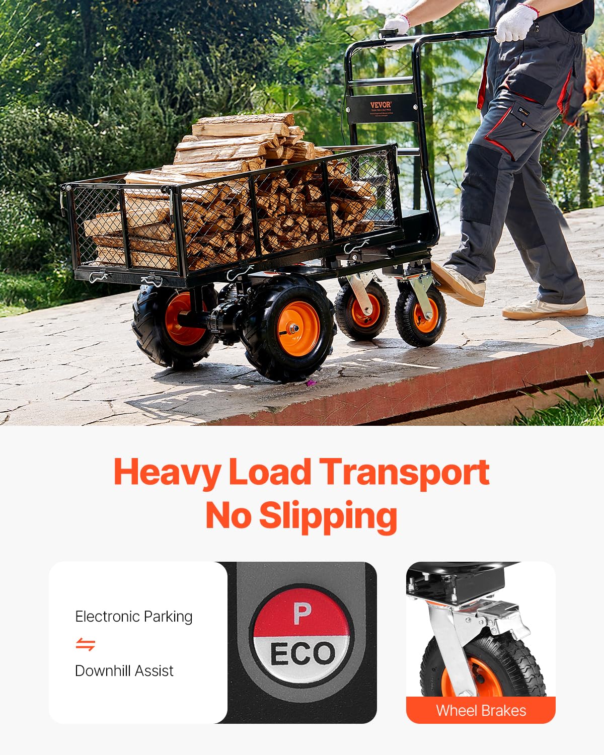 VEVOR Chariot utilitaire électrique 36 V batterie 432 Wh capacité de charge 300 kg