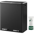 SONGMICS Poubelle Cuisine Tri Sélectif 2 x 30L, 2 Seaux en Plasatique, avec 15 Sacs Poubelles, Pédales en Métal, Couvercles, Poignées, Fermeture en Douceur, Hermétique, Noir LTB60BK : Cuisine et Maison