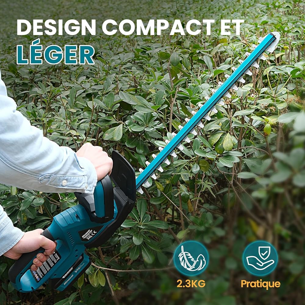TrimCut Pro Taille-haies sans fil 21 V moteur Brushless lame 52 cm batterie 8000 mAh