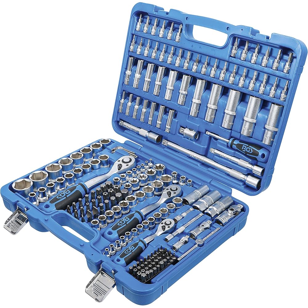BGS 2245 | Coffret de Douilles six pans | 6,3 mm (1/4") / 10 mm (3/8") / 12,5 mm (1/2") | 192 pièces & BGS 799 | Jeu de clés allen | six pans intérieurs à tête sphérique| 1/16" - 3/8" | 9 pièces : Bricolage