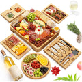 Coffret cadeau de planches de charcuterie de luxe, 23 pièces, bambou, grand plateau de fromages et plateau de fruits pour fête de Thanksgiving ou cadeau d'anniversaire : Cuisine et Maison