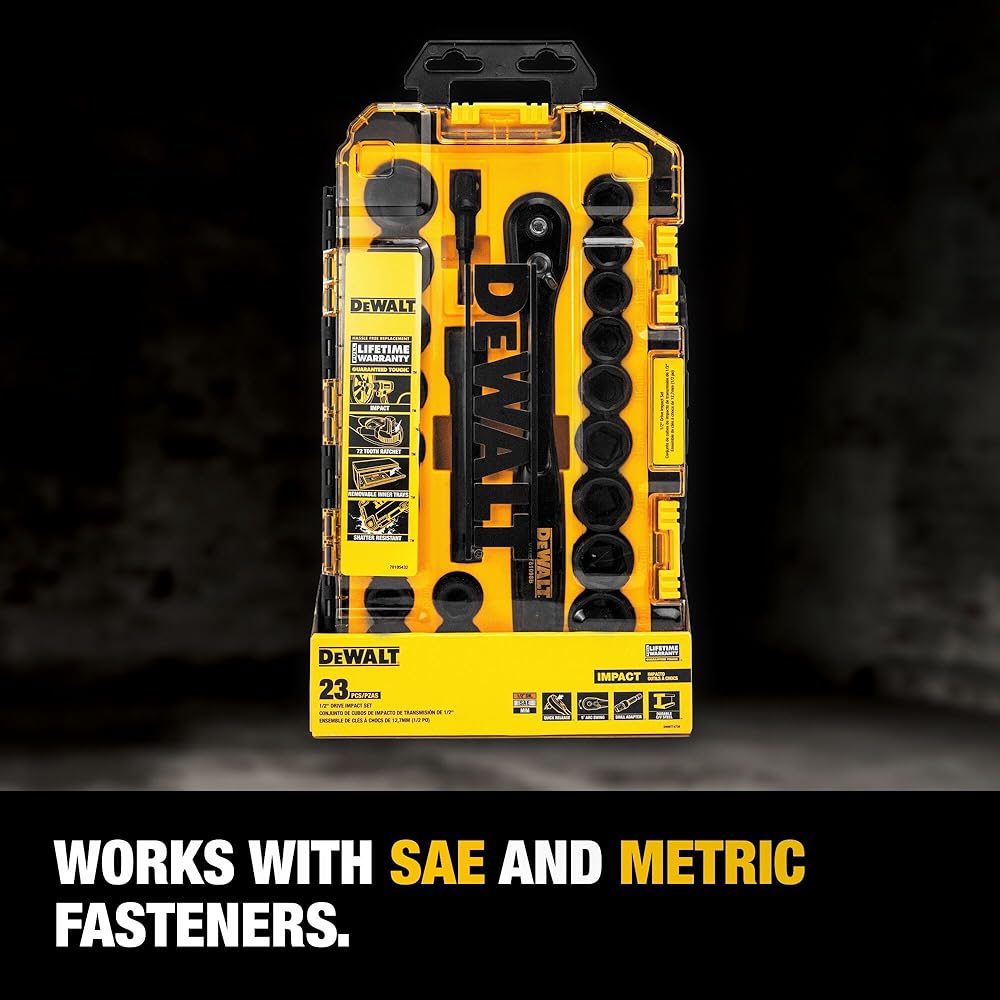 DEWALT DWMT74739 Coffret de douilles à choc 1/2" 23 pièces : Bricolage