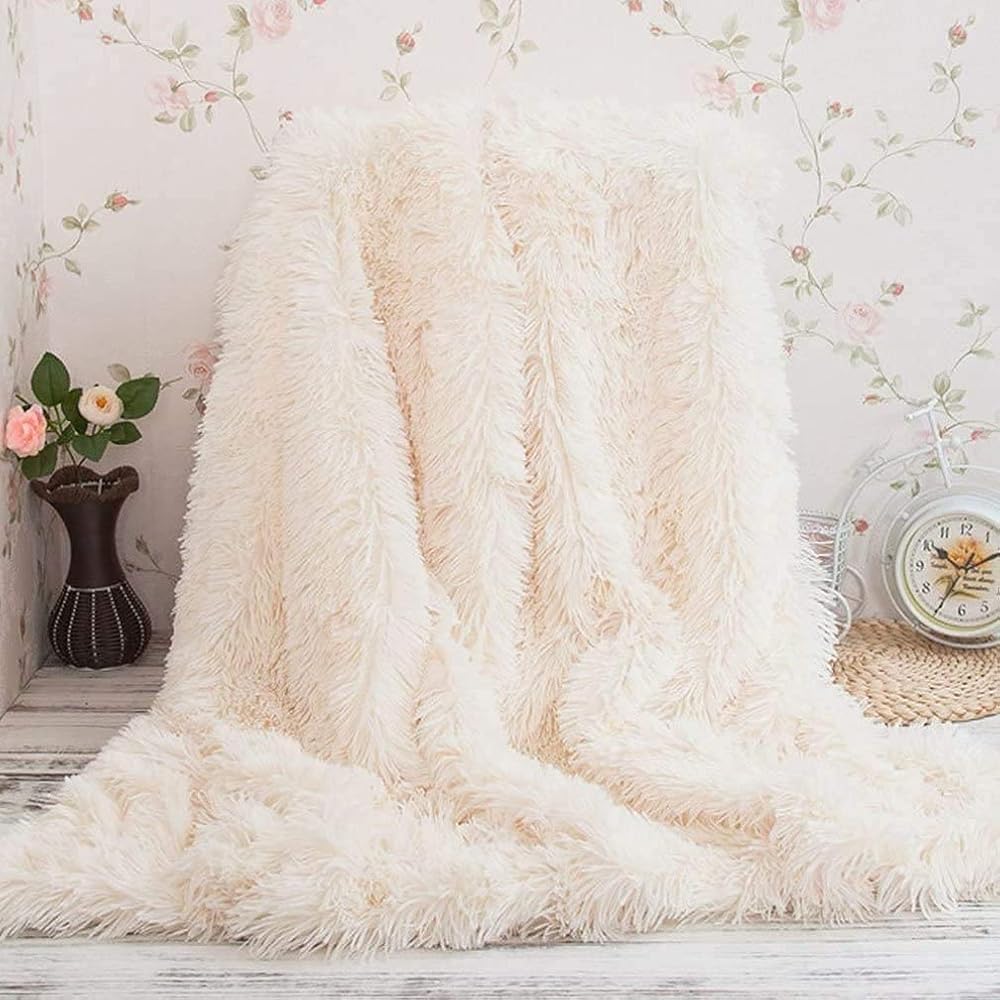 TIDWIACE Plaid douillet blanc crème - 200 x 220 cm - Super chaude - Qualité supérieure - Doux et confortable - Couverture de canapé - Couverture polaire - Couvre-lit pour lit, canapé, chambre à : Cuisine et Maison