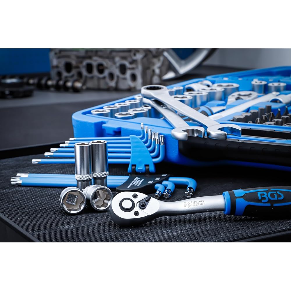BGS 8820 | Coffret de Douilles à profil ondulé | 6,3 mm (1/4") / 10 mm (3/8") / 12,5 mm (1/2") | 218 pièces : Bricolage